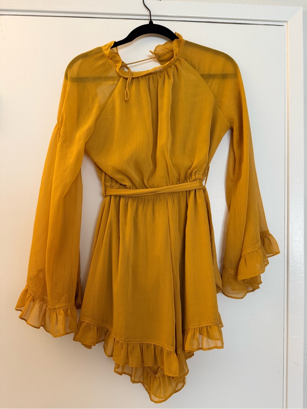 Forever 21 Mustard Yellow Ruffle Long-Sleeve Tunic